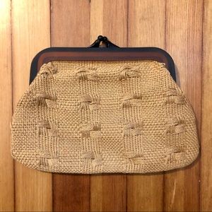 70s Vintage Wicker Woven Clutch Purse